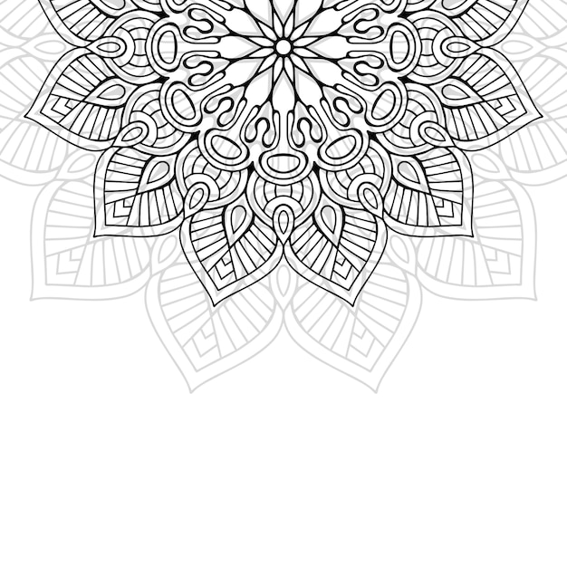 Floral Mandala black and white ornament