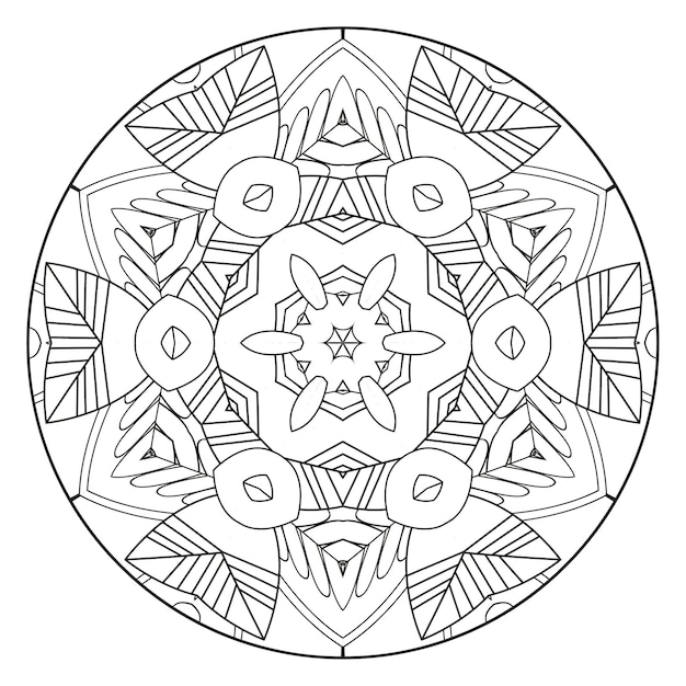 Floral mandala coloring page for adults. Round mandala coloring page. Adult coloring book page.