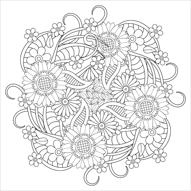 Floral mandala coloring page