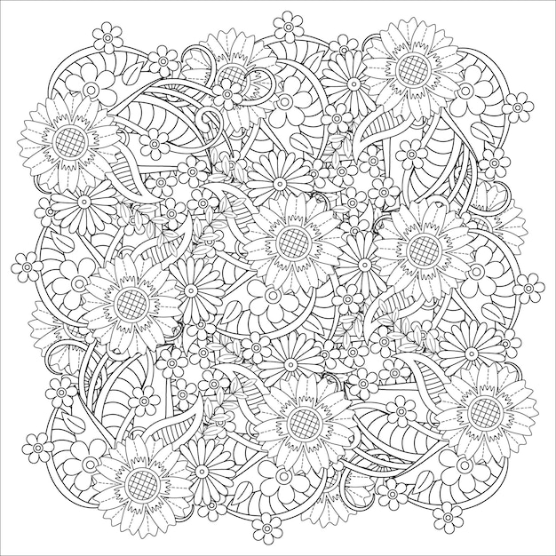 Floral mandala coloring page