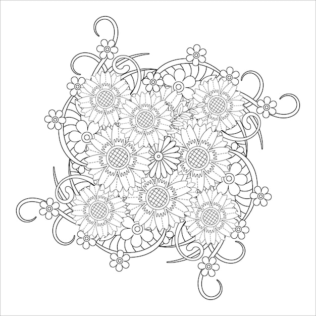 Floral mandala coloring page