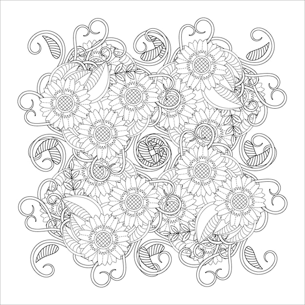 Floral mandala coloring page