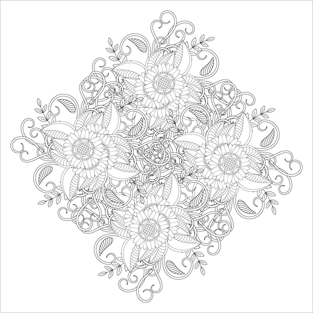 Floral mandala coloring page