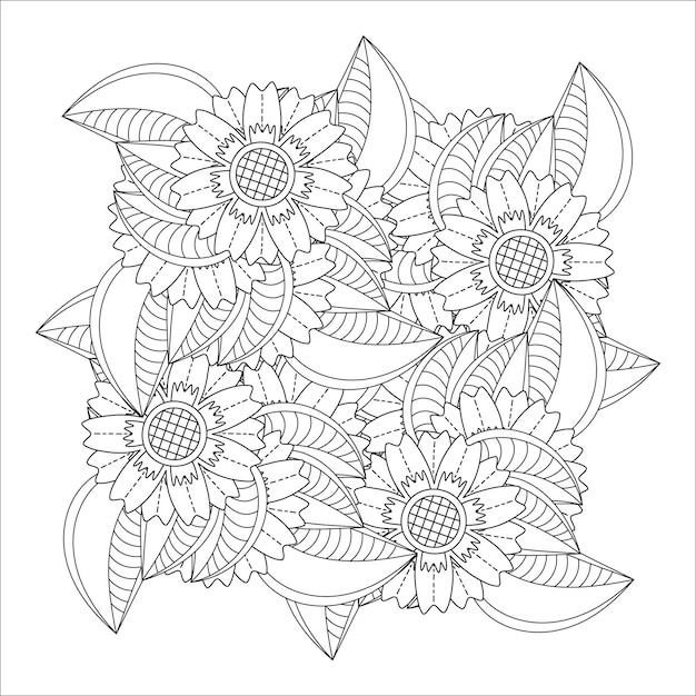 Floral mandala coloring page