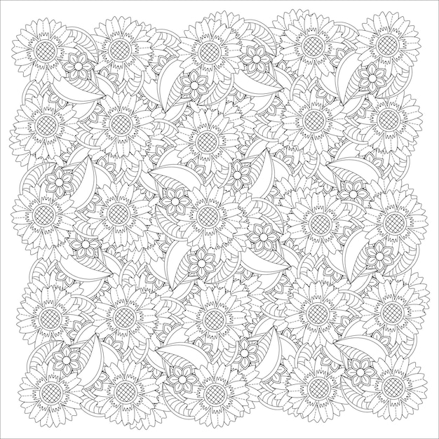 Floral mandala coloring page