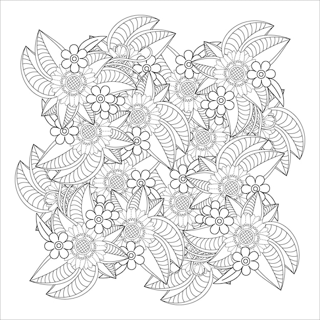 Floral mandala coloring page