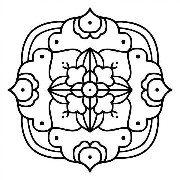 Floral mandala illustration . Lineart.