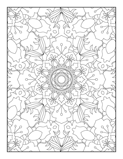 Floral mandala pattern coloring page Floral coloring page Adult coloring book