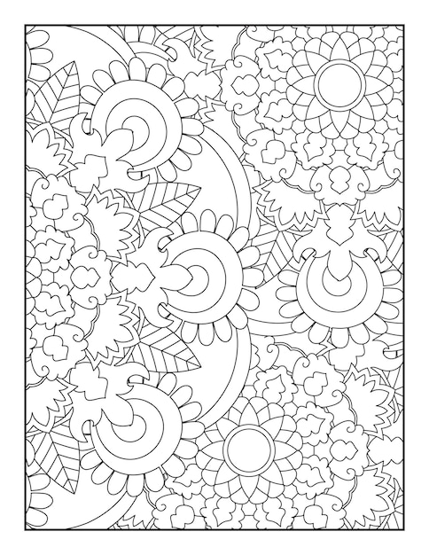 Pagina da colorare con motivo mandala floreale pagina da colorare floreale libro da colorare per adulti