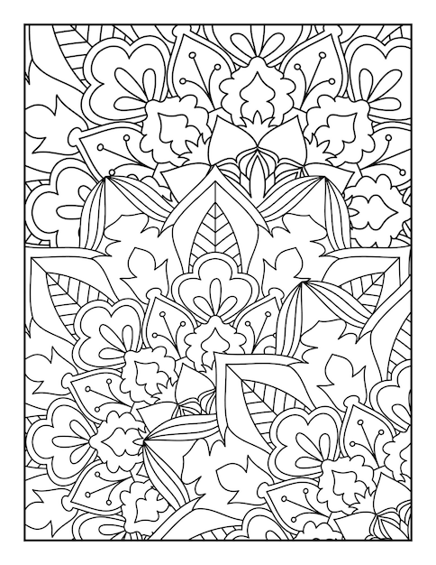 Pagina da colorare con motivo floreale mandala