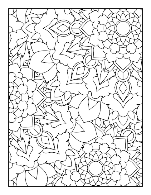 Floral mandala pattern coloring page