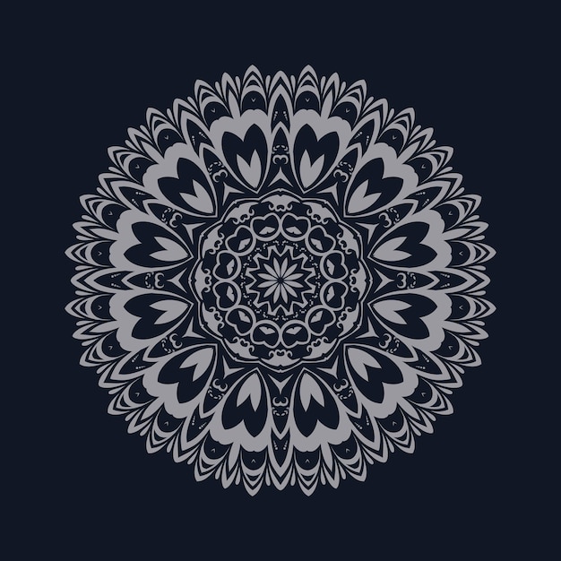 Vector floral mandala relaxation patterns unique design with black background hand drawn pattern