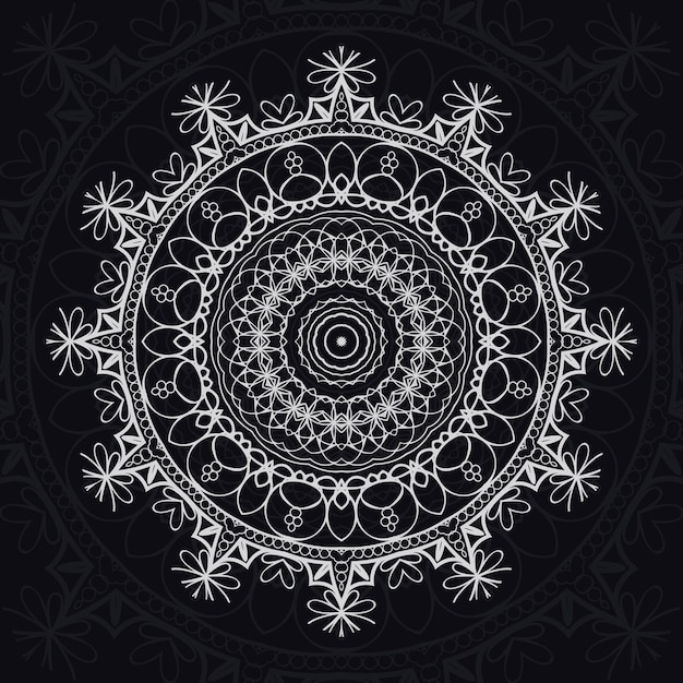 꽃 만다라 휴식 패턴 검은 배경으로 독특한 디자인 손으로 그린 패턴