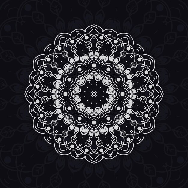 Motivi floreali mandala relax design unico con sfondo nero motivo disegnato a mano