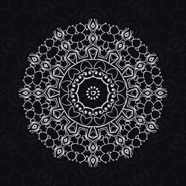 Floral mandala relaxation patterns unique design with black backgroundhand drawn pattern