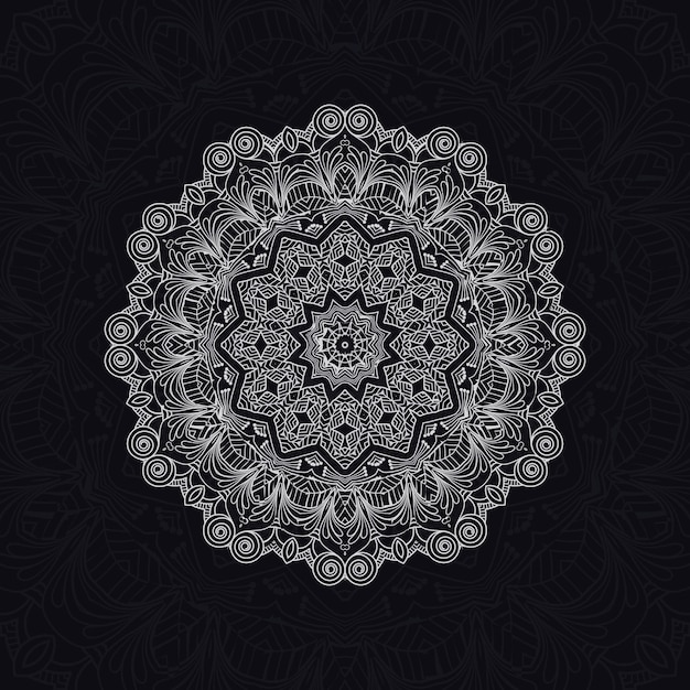 floral mandala relaxation patterns unique design with black backgroundHand drawn pattern