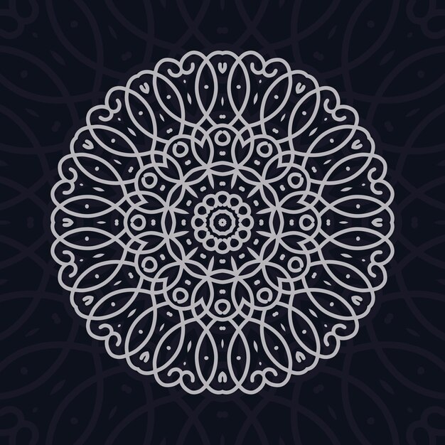 Floral mandala relaxation patterns unique design with black backgroundhand drawn pattern