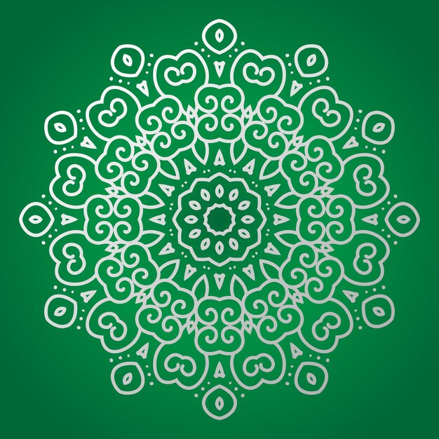 Floral mandala relaxation patterns unique design with green background hand drawn pattern