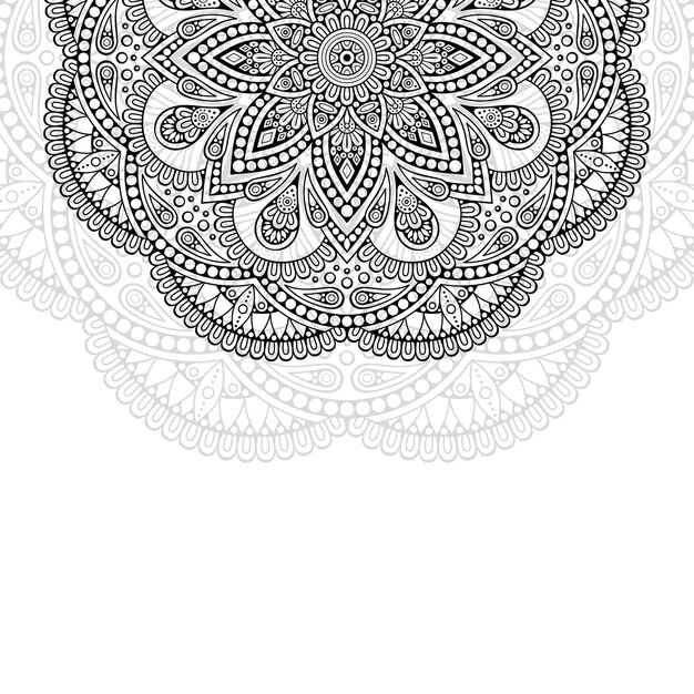 Floral mandala zwart-wit ornament