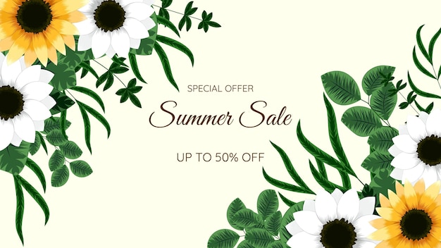 Floral Mega Savings Discounts Sale Off Shopping Background Label template with soft natural flowers