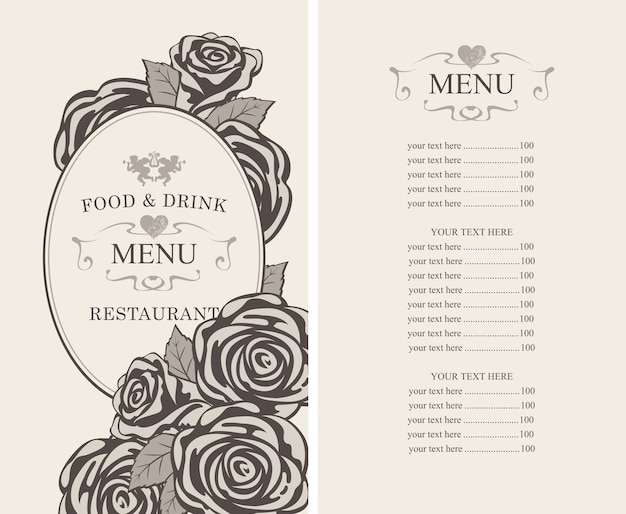 floral menu for restaurant