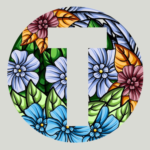 Vector floral monogram alphabet illustration vector design