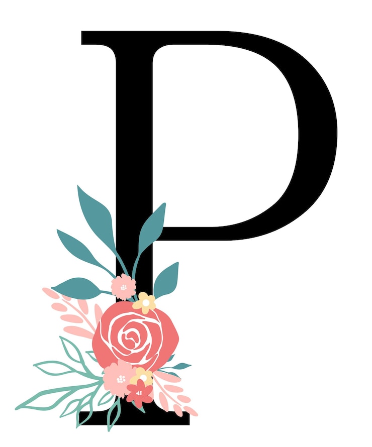 Vector floral monogram letter p