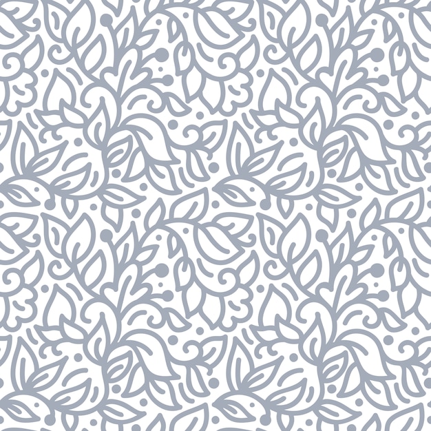 Floral monoline seamless pattern