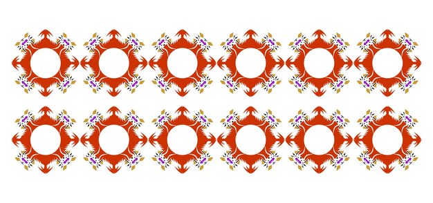 floral motif with circles red on white background for decoration