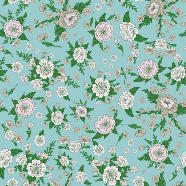 Floral naadloze patroon. vintage bloemen. vector illustratie