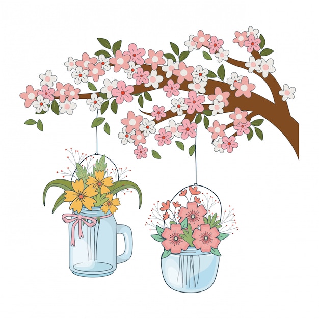 Floral nature flowers cartoon