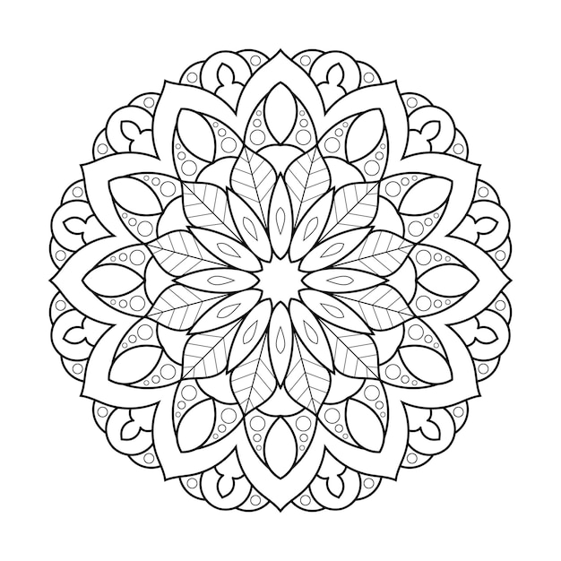 Floral omtrek circulaire mandala patroon met Arabische etnische stijl Indiase zwart-wit lijntekeningen