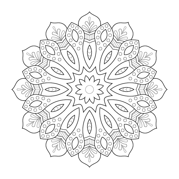 Floral omtrek circulaire mandala patroon met Arabische etnische stijl Indiase zwart-wit lijntekeningen