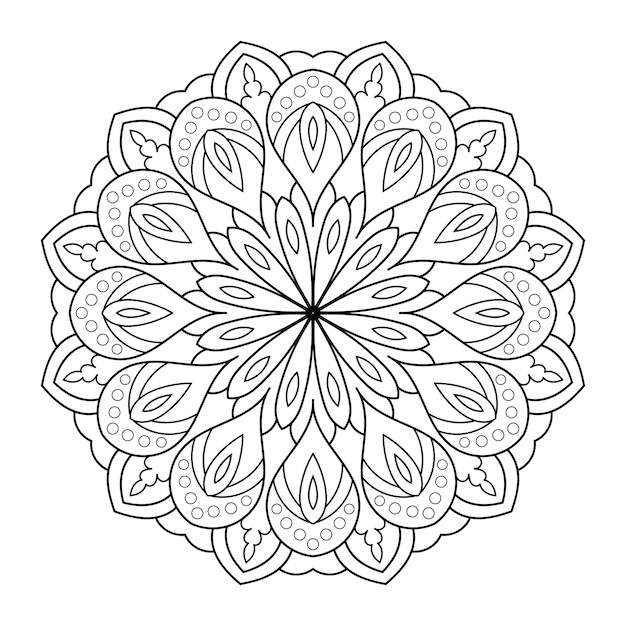 Floral omtrek circulaire mandala patroon met Arabische etnische stijl Indiase zwart-wit lijntekeningen