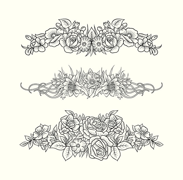 Vector floral ornament decoration hand drawing