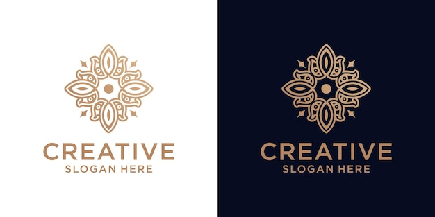 Floral ornament logo design abstract