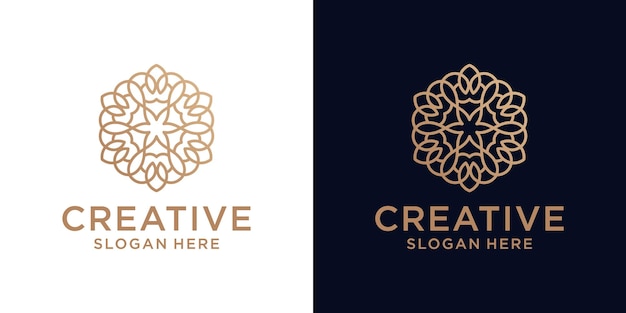 Floral ornament logo design abstract