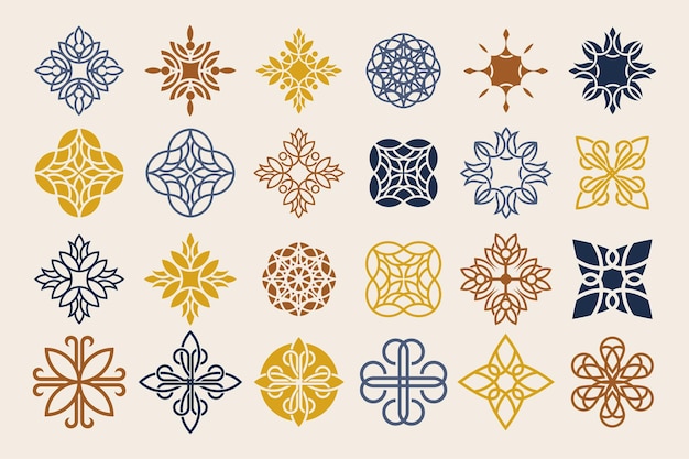 Vector floral ornament logo en icon set abstracte schoonheid bloem logo design collectie