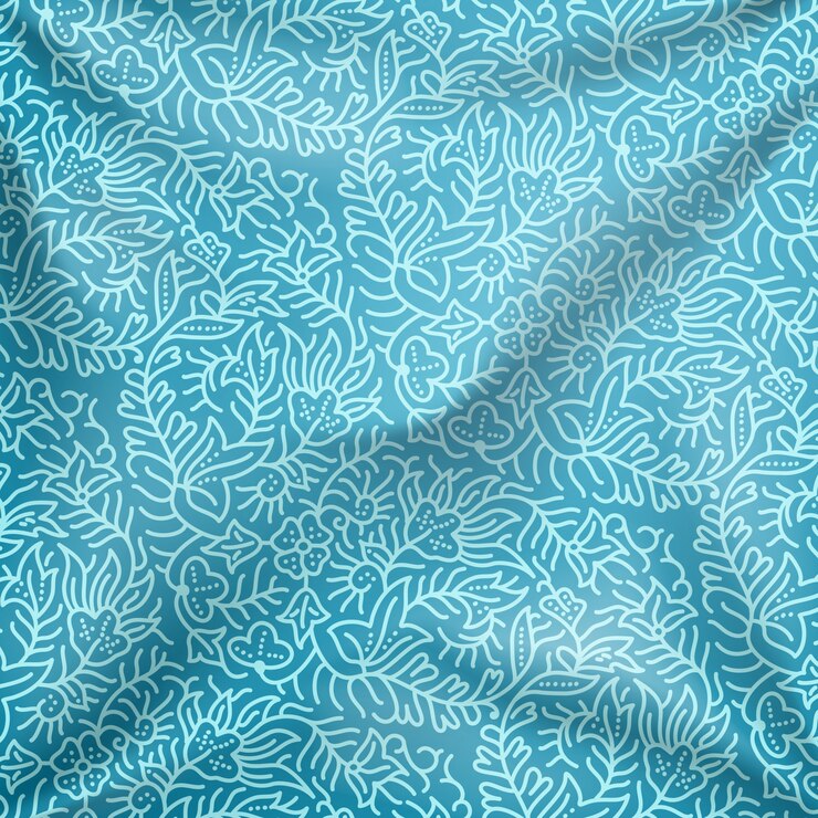 Vector floral ornament pattern design on fabric with folds texture 