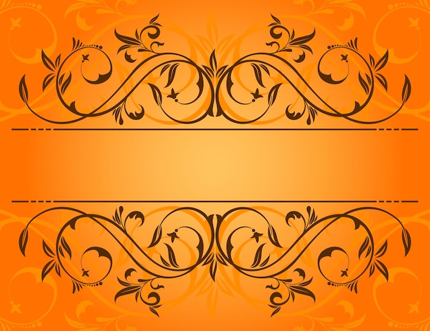 Ornamento floreale con cornice, elemento di design, illustrazione vettoriale