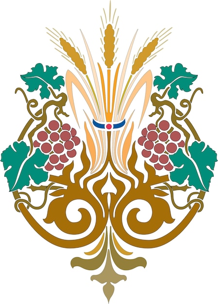 Вектор Цветочный орнамент с векторным дизайном винограда