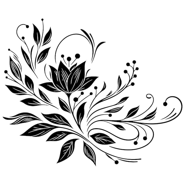 Vector floral ornament with leaves