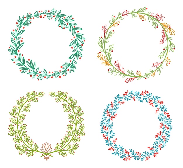 Floral ornament wreaths with flowers beauty decoration elements Vector decoration floral frame and wreath flower invitation illustration
