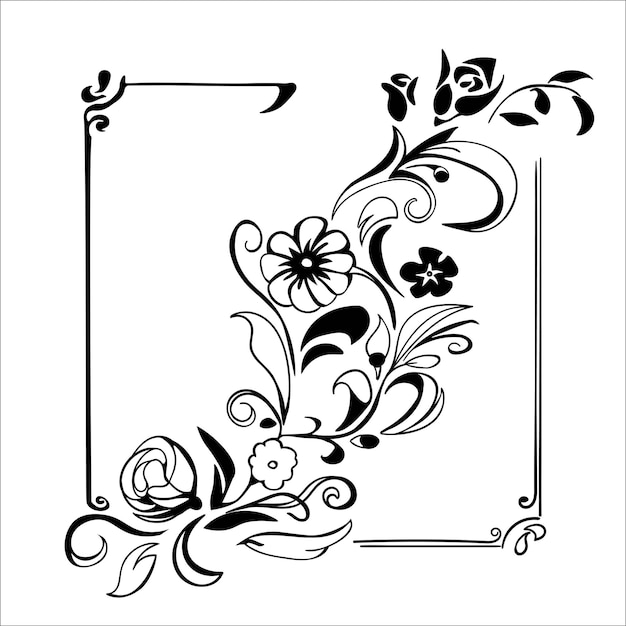 Floral ornamental hand drawn frame beautiful art vintage background elegant decorative drawing