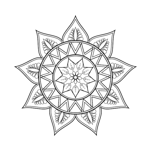 Floral ornamental pattern henna mandala art for coloring book