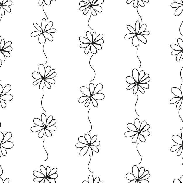 Floral outline seamless pattern