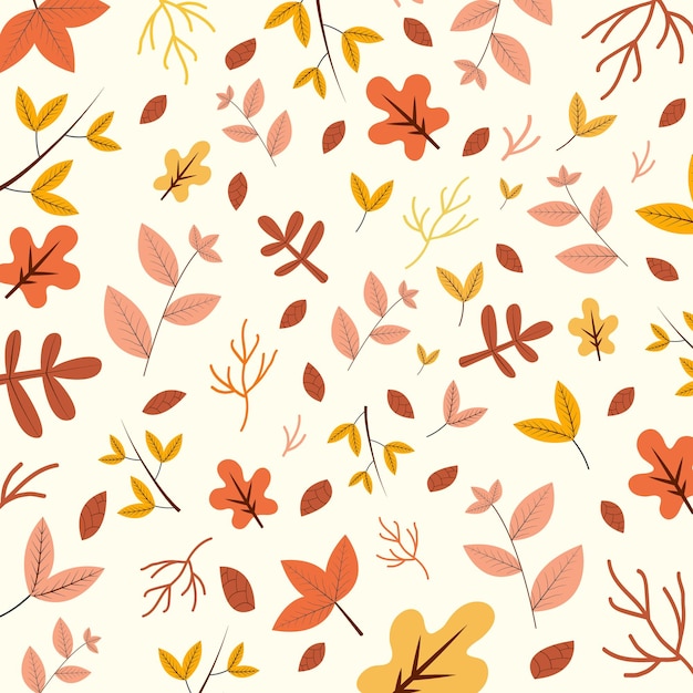 Floral pattern background, Seamless pattern with red and yellow leaves