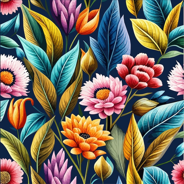 Sfondo a pattern floreale design primavera texture decorativa carta da parati fiori carini foglie stylelezd su