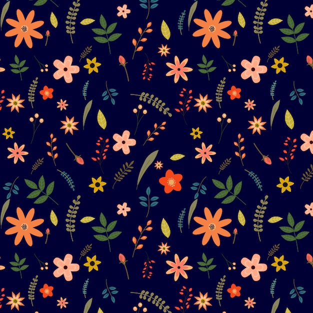 Floral pattern on blue background