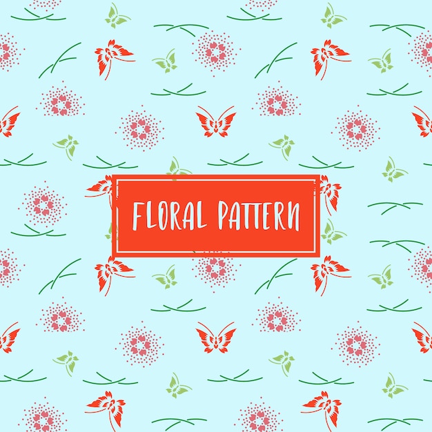 Vector floral pattern on blue background